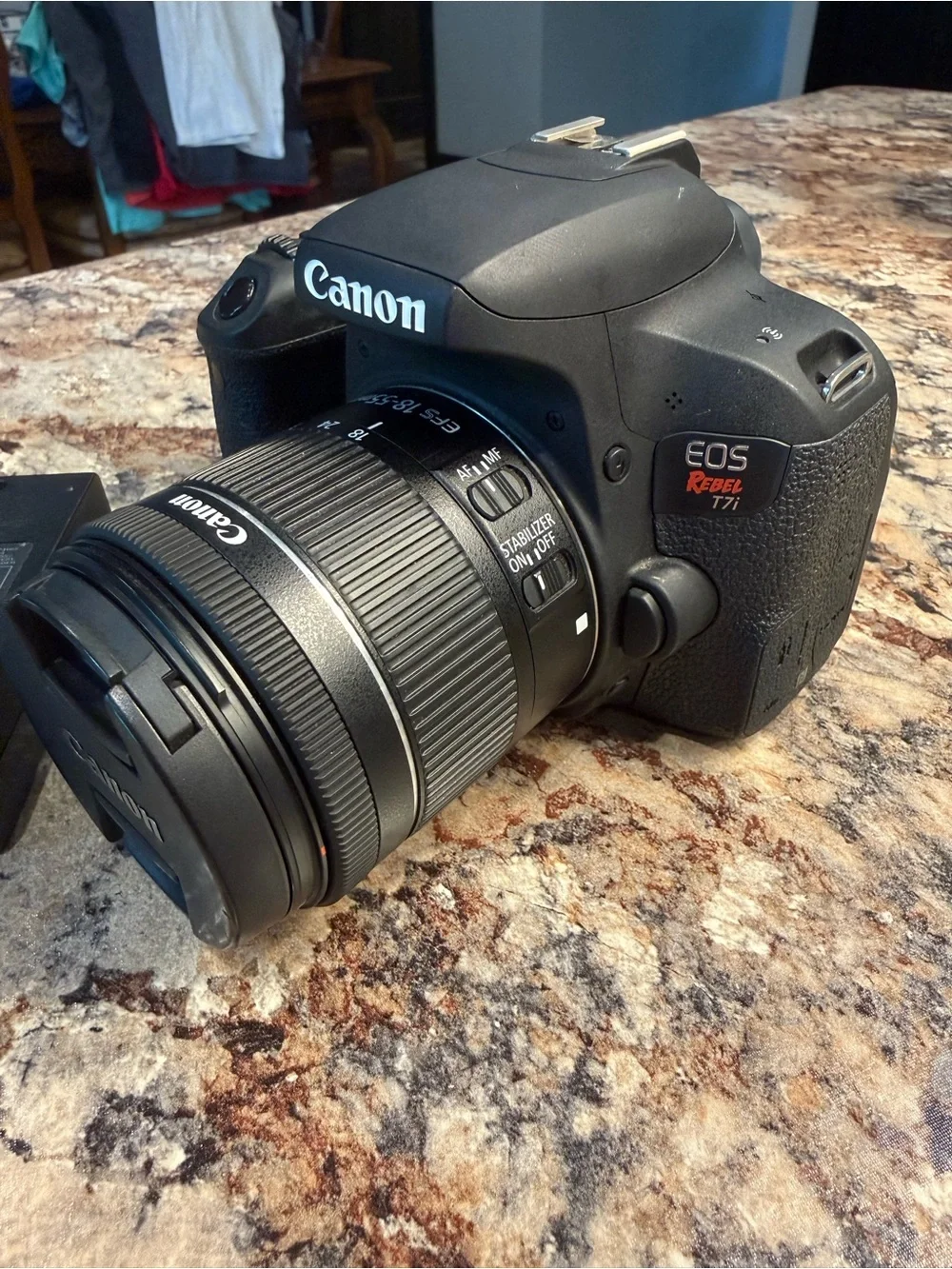 Canon EOS Rebel T7i DSLR Camera in Black with Canon 18-55mm Lens